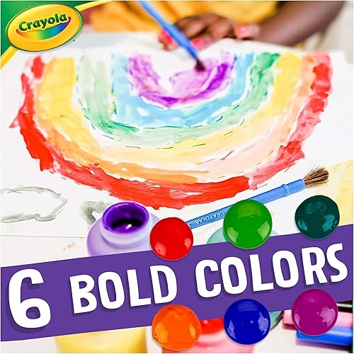 Vista 3 de Crayola Pintura lavable para niños (6 quilates), suministros esenciales para preescolares, juego de pintura para niños, suministros imprescindibles