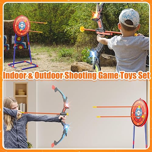 Miniatura 3 de Juego de arco y flecha para niños, juguetes de arco y flecha para niños de 5, 6, 7, 8, 9, 10, 11, 12, 13, 14 años, paquete de 2 unidades, juego de