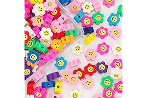 300pcs Flower Smiley Handmade Polymer Clay Beads for Jewelry Making