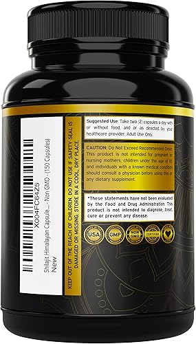 Miniatura 3 de Shilajit puro del Himalaya con más de 85 minerales traza (150 cápsulas, 1000 mg de extracto por porción), cápsulas puras de Shilajit para hombres y
