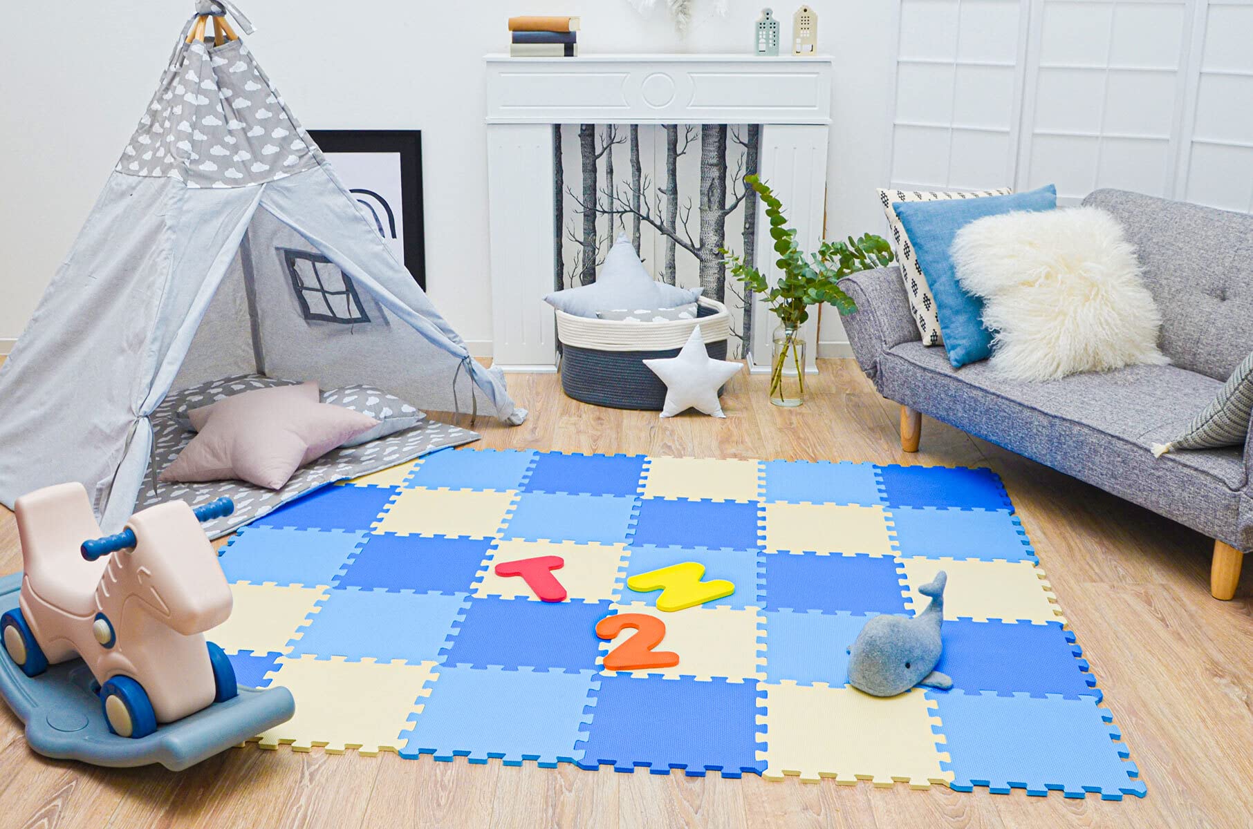 LittleTom 27 Pezzi Tappetino Puzzle per Bambini - 30x30 Tappeto Neonato Tatami da Gioco Schiuma EVA