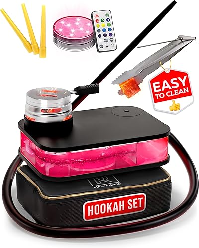 Juego de cachimba portátil con todo, juego de cachimba portátil negro para viajes con bolsa plana para cachimba - Kit de cachimba con soporte de