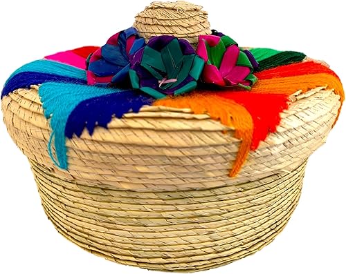 Mexican Fiesta Tortilla Warmer Auténtico Tortillero - TortillasCesta de pan tejida a mano - Hecho en México, Tortillera de Palma