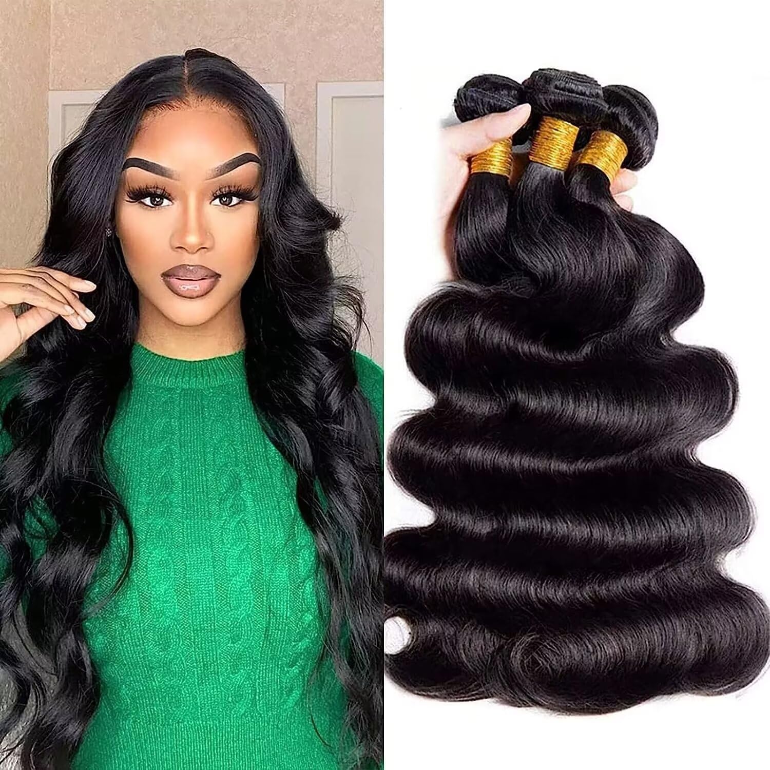 Body Wave Human Hair Bundles Matassa Capelli Veri Tessitura Capelli Naturali Umani Donna Capelli Umani Brasiliani Brazilian Virgin Hair Weave Bundles 18 20 22 Pollici 300g