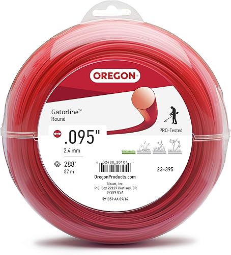 Miniatura 2 de Oregon 23-195 Línea de recortadora de cuerda redonda Gatorline roja profesional de 0.095 pulgadas de diámetro, carrete de 3 libras