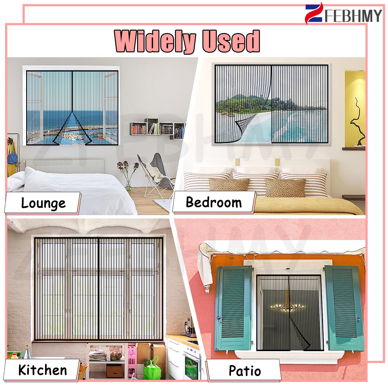 Moustiquaire Fenêtre Magnétique,Magnétique Moustiquaire Porte,Rideau De Porte Antimoustique,Maille Ultra Fine,Facile à Installer, Automatiquementfermé,Sans Percer,Pour La Plupart Les Types De FenêTres