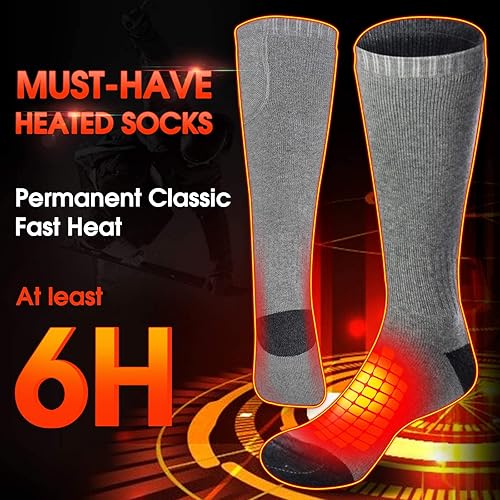 Miniatura 6 de QILOVE Calentado Scoks - Calcetines térmicos de invierno con 3 ajustes de calefacción, recargable y eléctrico, para hombres y mujeres