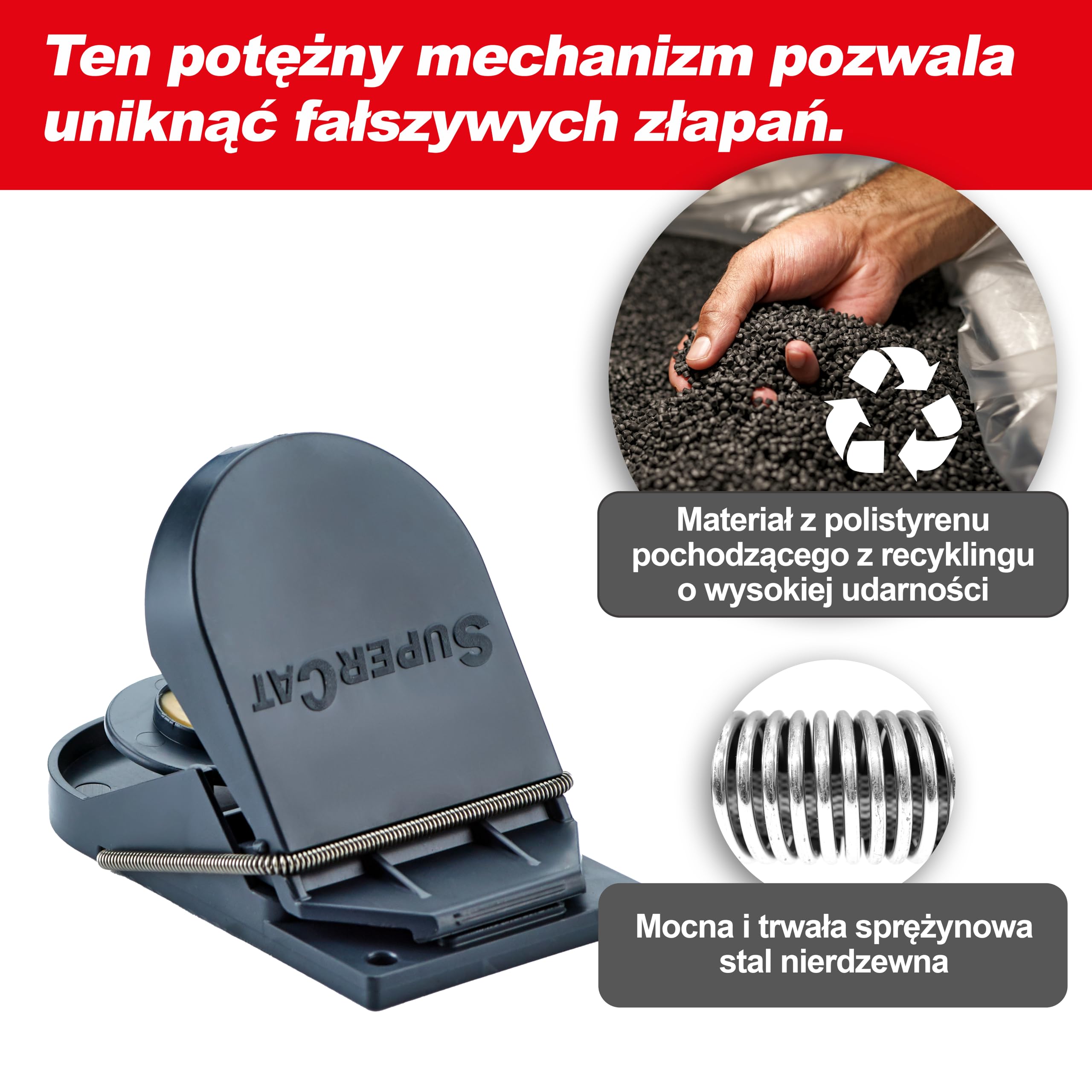 SWISSINNO Pułapka na Myszy SuperCat - Wielokrotnego użytku z przynętą z masłem orzechowym - Łapie i zabija natychmiast - Wewnątrz i na zewnątrz - 2 Pułapki