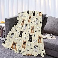 Vista 2 de Manta de bulldog francés, manta de franela de felpa ultrasuave, cálida y acogedora, decoración del hogar para sofá, cama para todas las estaciones