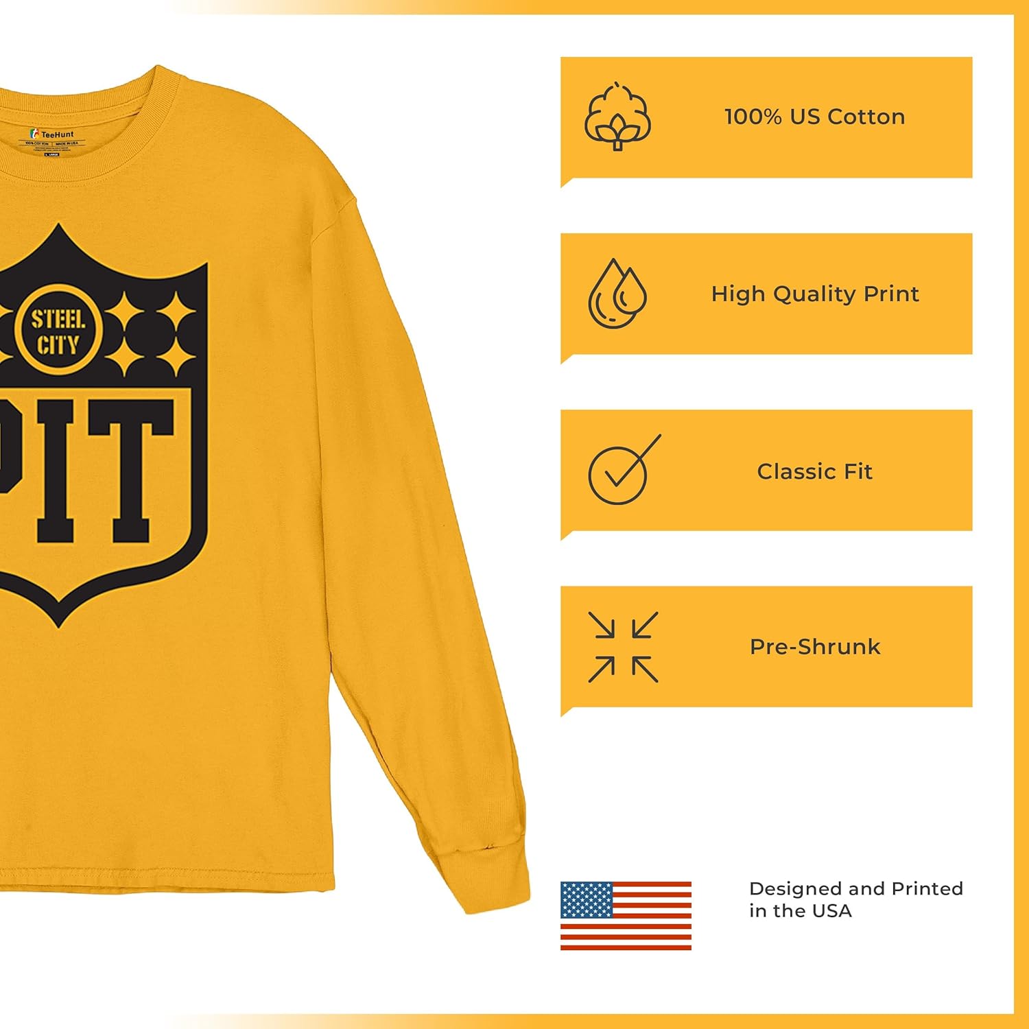 Tee Hunt Pittsburgh Shield Men's Graphic T-Shirts and Tank Tops - Image 6