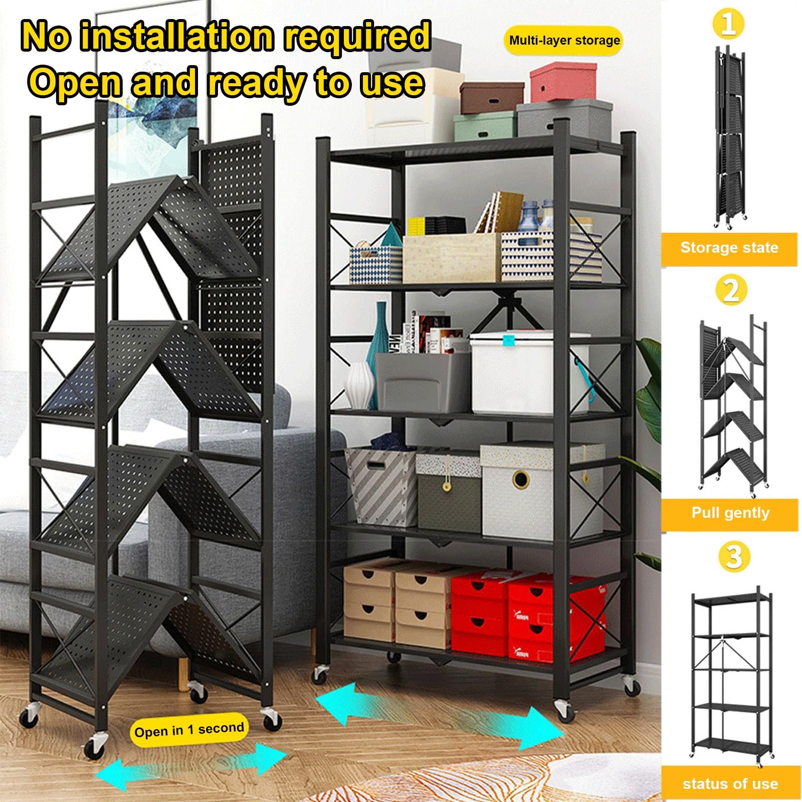Scaffale da cucina autoportante con ripiani in metallo, per garage, dispensa, casa, cucina, scaffale autoportante per spezie e pentole (bianco, 4 ripiani, 70 cm)