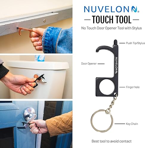 Miniatura 3 de Herramienta de apertura de puerta sin contacto con punta de lápiz capacitivo, multifuncional, herramienta de metal con llavero (paquete de 4) - 2