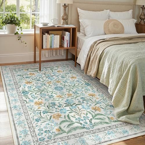 Lahome Apricot Girls Bedroom Floral Boho Rug