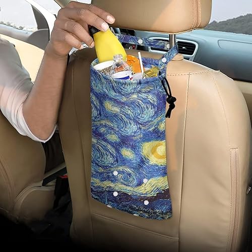 DISNIMO Van Gogh - Bolsa de basura para coche, plegable, a prueba de fugas, organizador de asiento trasero de automóvil, bolsa de basura portátil