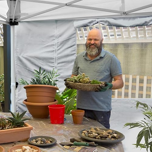 Miniatura 7 de Pared lateral de sombrilla, pared solar con puerta y ventana para toldo desplegable de 10 x 10 pies, pierna recta, pared instantánea para toldos al