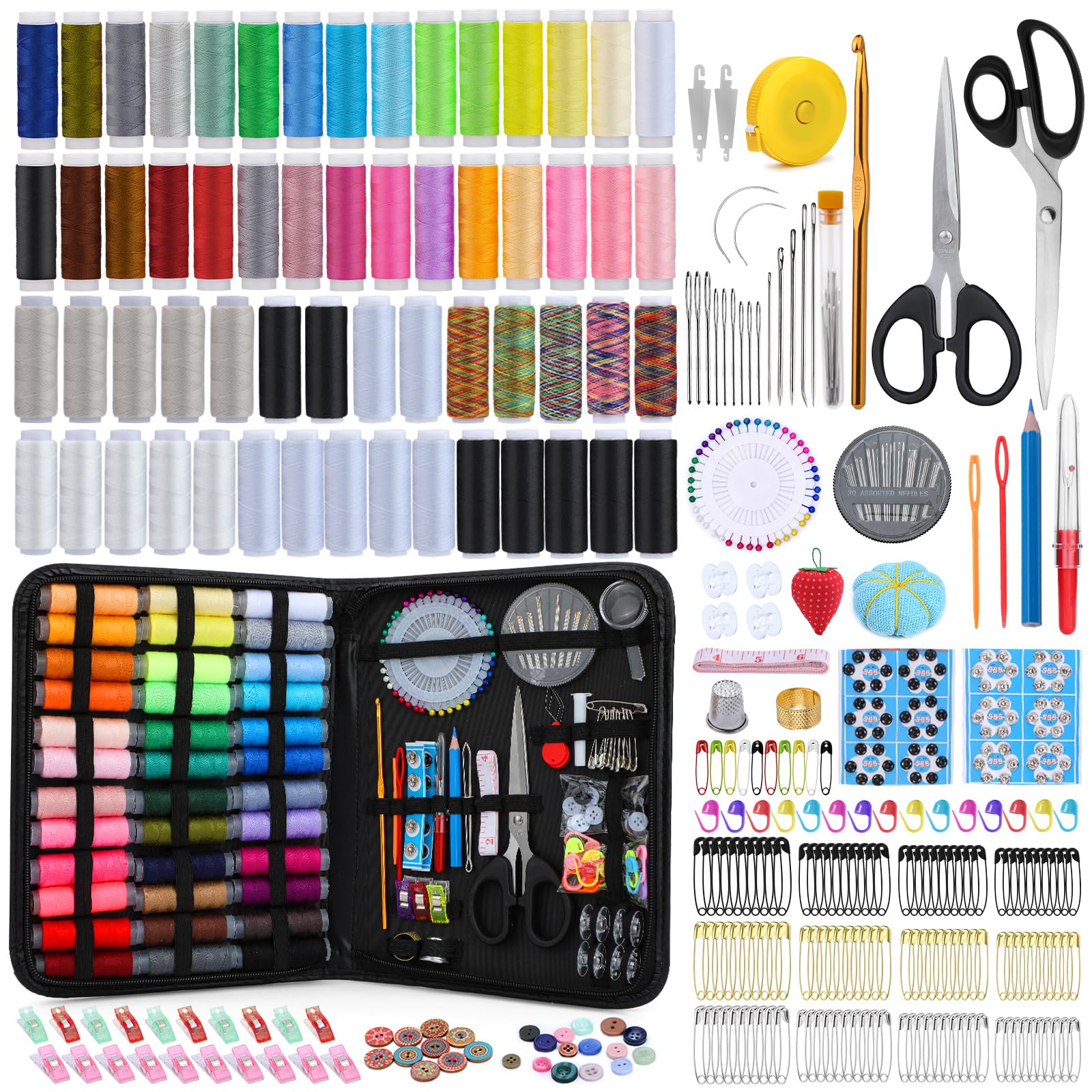 551 piezas kit de costura kit de costura completo kit de aguja | y de Hilo Base Accesorios de Costura con Botón de Hilo de Coser Para el Hogar, Viajes, Uso de Emergencia