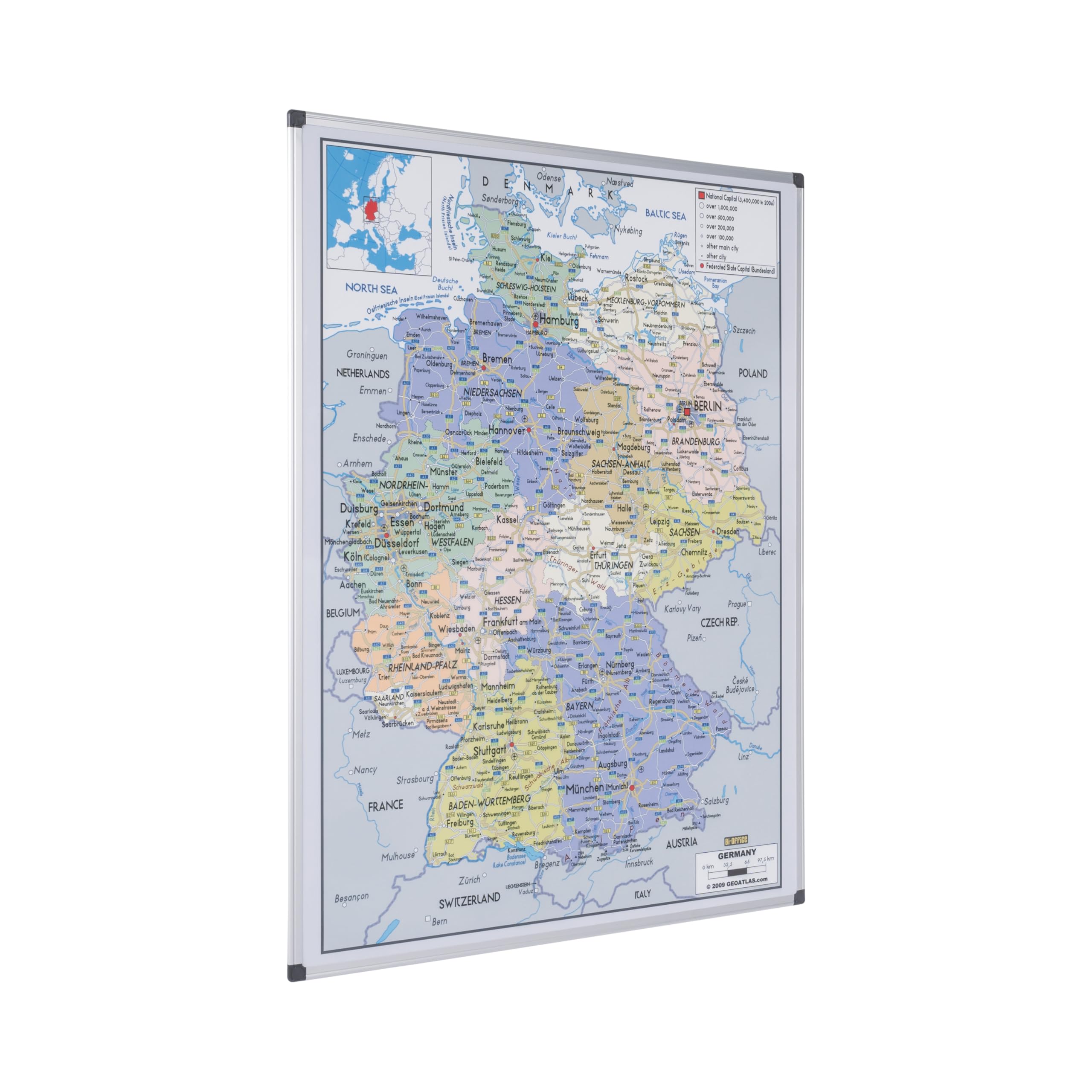 Bi-Office MAP0101002 Deutschlandkarte, laminiert oder magnetisch
