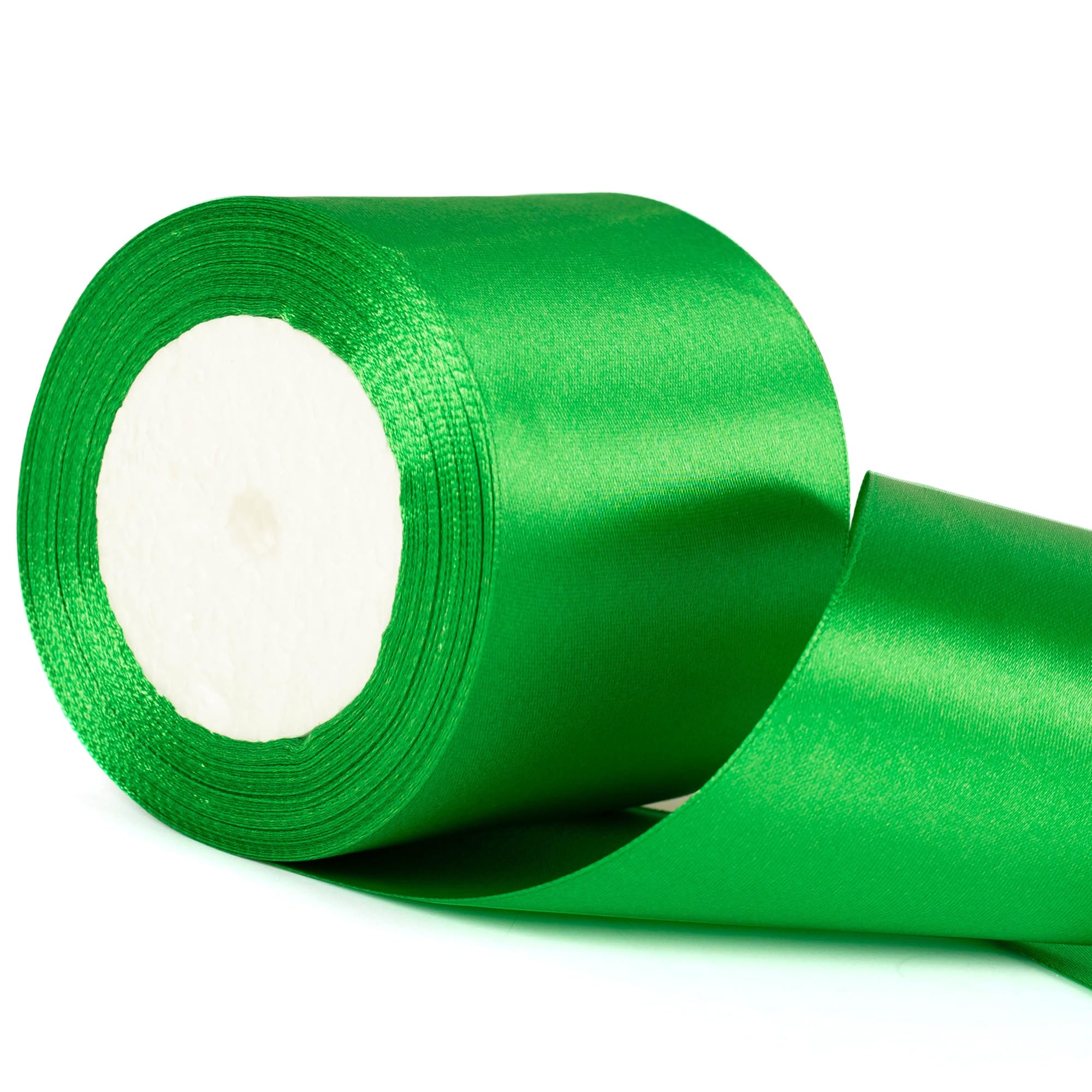 75mm Wide Green Thick Ribbon for Gift Wrapping 22m