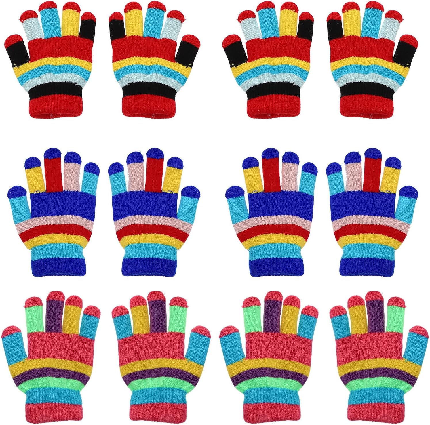 6 Pairs Full Finger Gloves Warm Winter Gloves Acrylic Fibers for Simple Fashion Style for Dining and Hiking Color Color