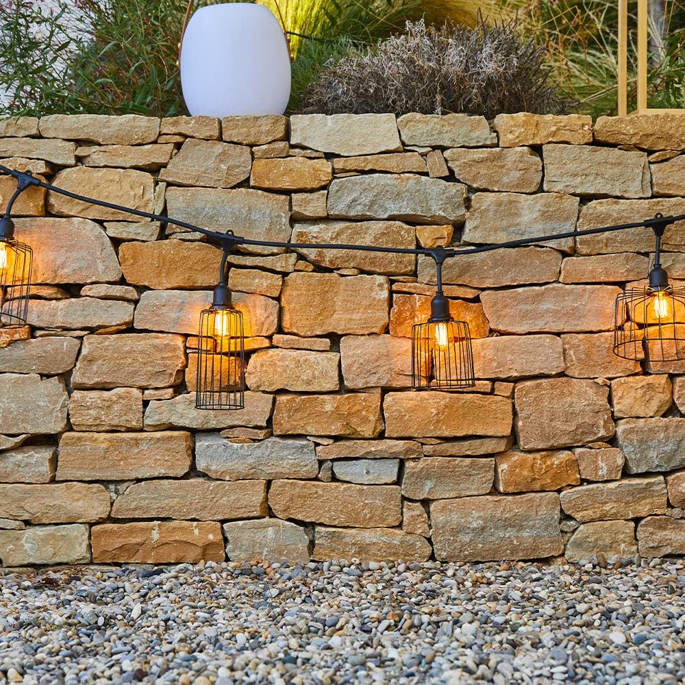 Guirnalda luminosa exterior con pantalla de metal 10 bombillas de filamento casquillo E27 LED blanco cálido NEMA LIGHT 6m