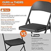 Vista 5 de Folding Chairs 1 Pack with Paded Cushion - Metal Chair with Sturdy Steel Frame 450lb Capacity and Comfortable Seat Heavy Duty Foldable Chair for
