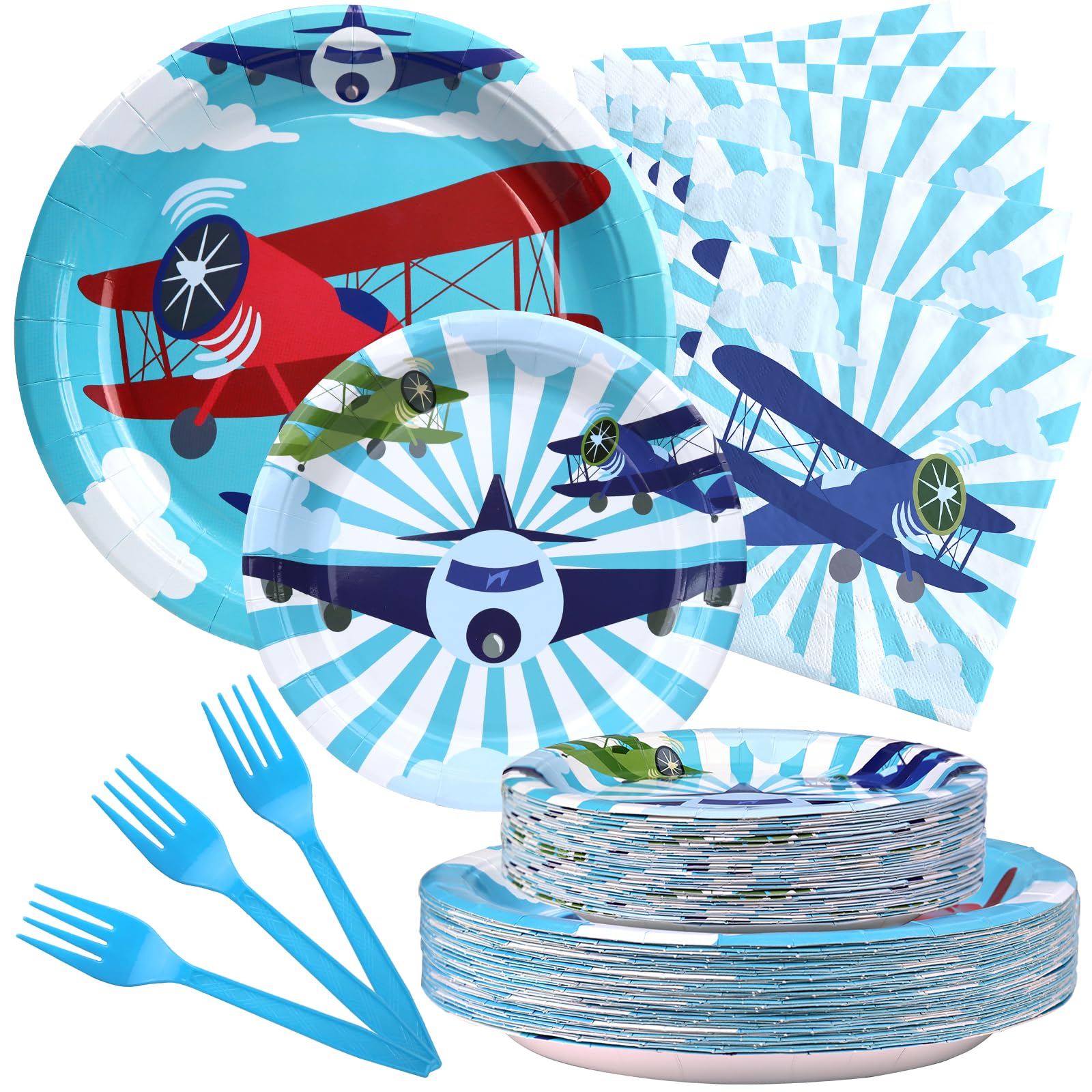 Airplane Party Decorations - Plates, Napkins, Tableware & Favors - Serves 20 Guests