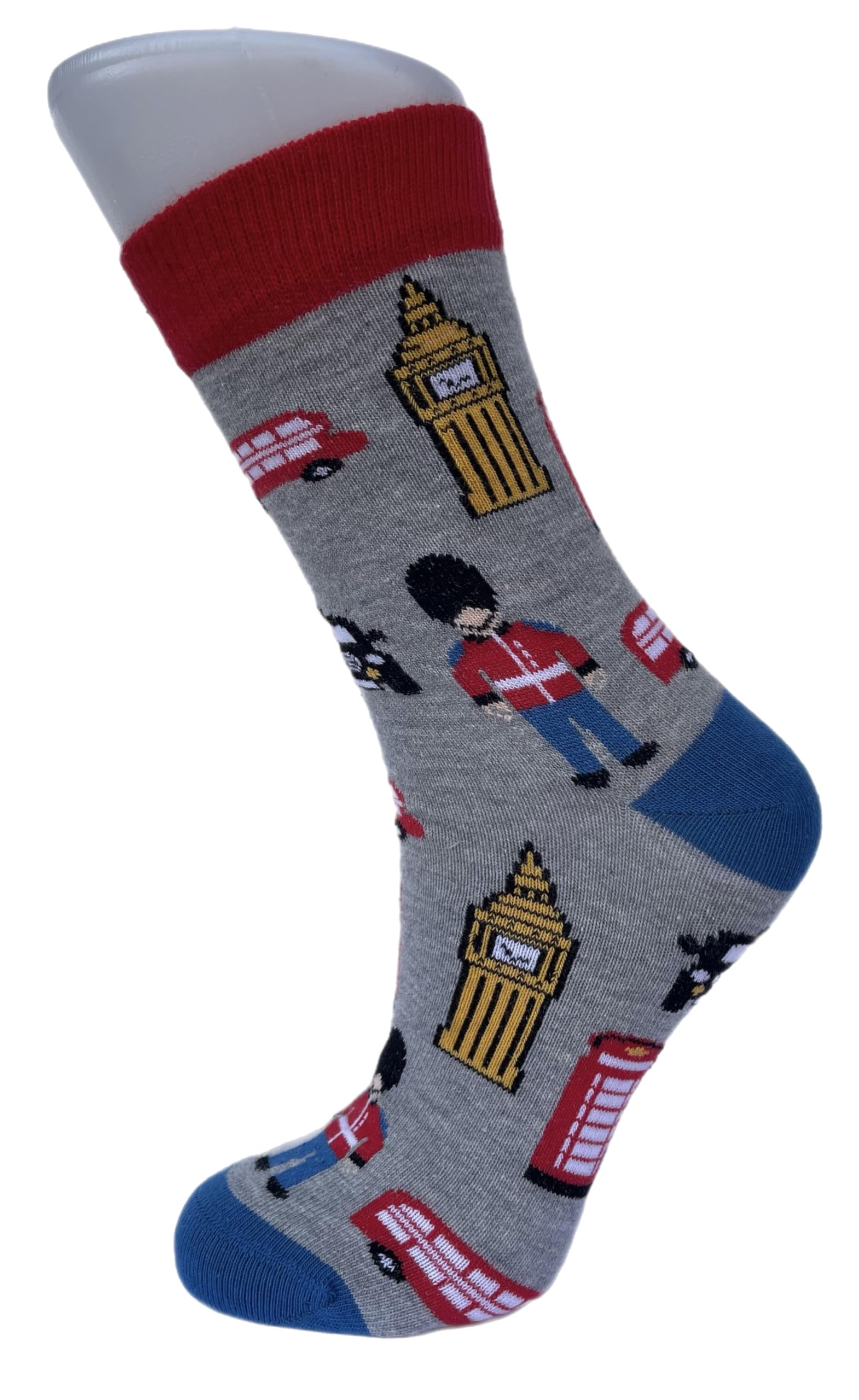 No.1 Gifts Men's Grey London Icons Big Ben Red Bus Union Jack Socks, Seamless Novelty Fun Gift Socks Eur 39-46 Uk 6-11