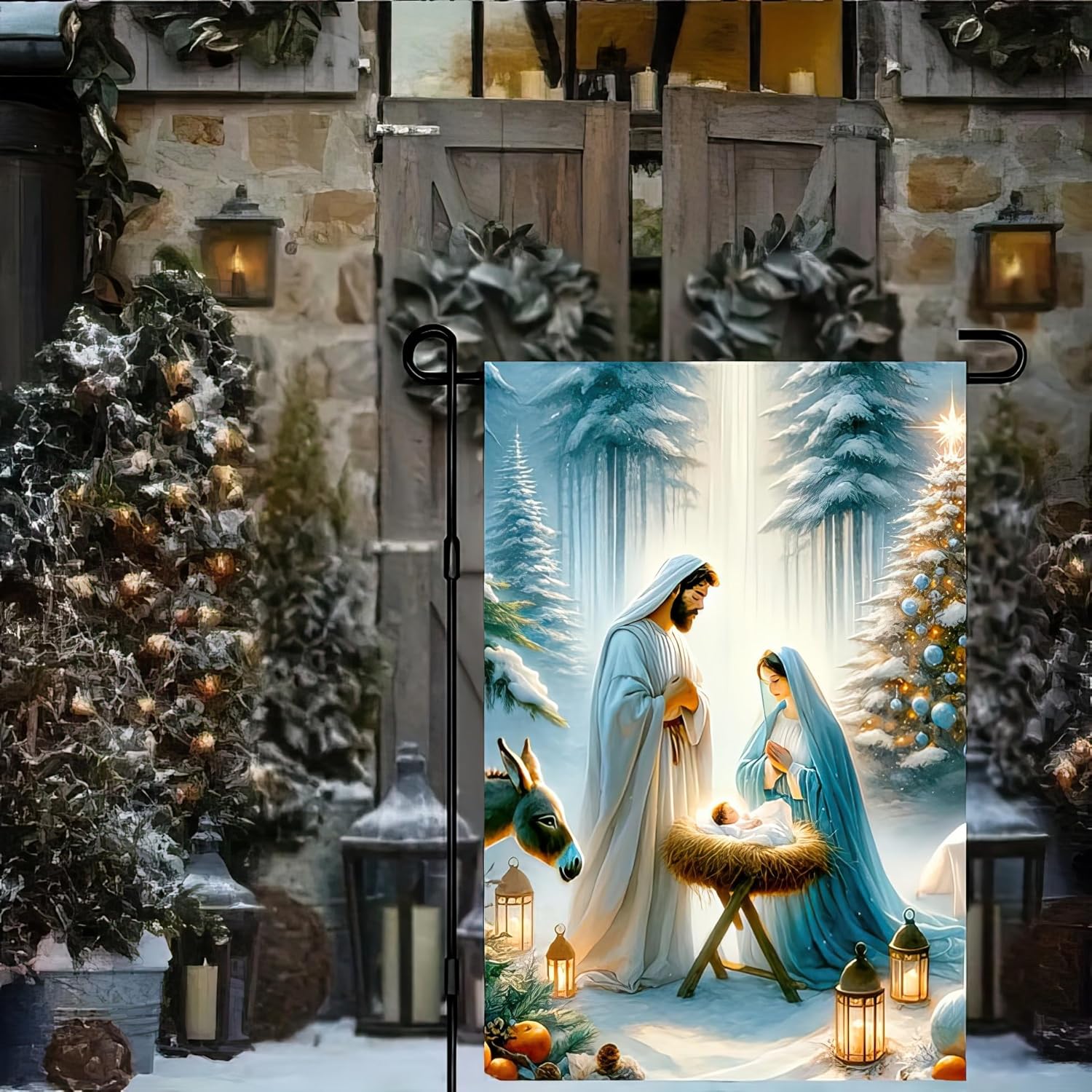 Christmas Garden Flag 12x18 Inches - Double-Sided Nativity Scene with Holy Family and Baby Jesus, Weatherproof Religious Outdoor Decoration for Lawn, Patio, and Garden - Image 7
