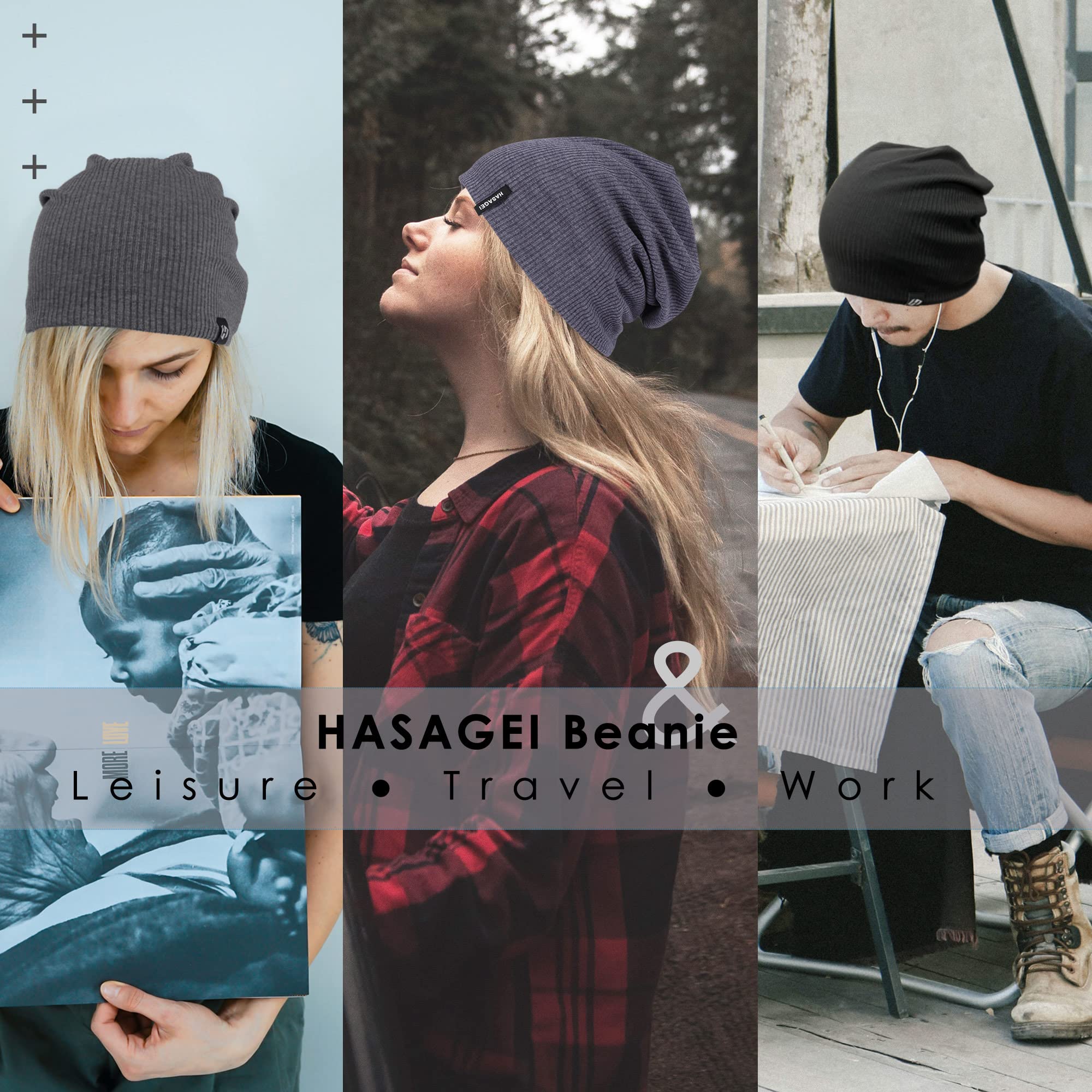HASAGEI Czapka męska damska, czapka beanie, przejściowa, miękka, cienka czapka, lekka, modna czapka z dżerseju, czapka beanie, uniseks, czapka z chemii, idealna na wszystkie pory roku