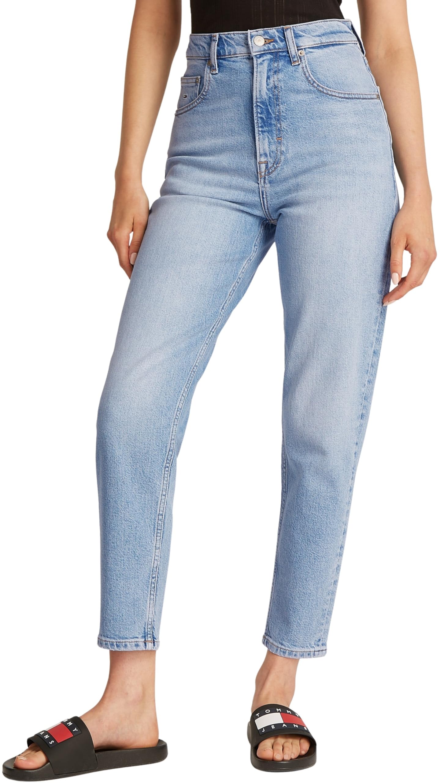 Tommy Jeans Damen Mom Jeans High Waist – Blau Denim Light, 30W/28L