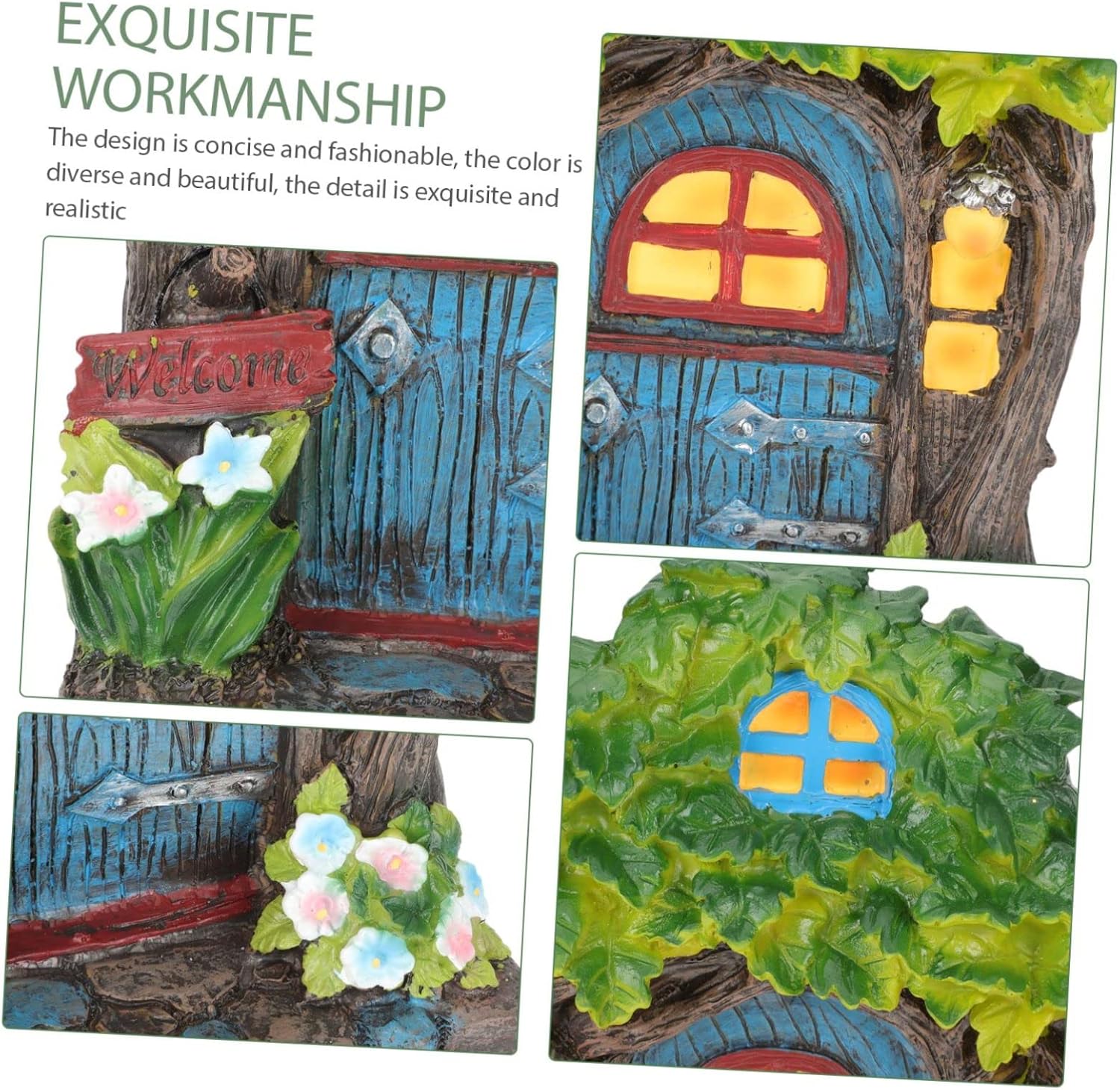POPETPOP Outdoor Fairy House Craft Resin Fairy House Door Decorative Window Decoration and Miniature Landscapes