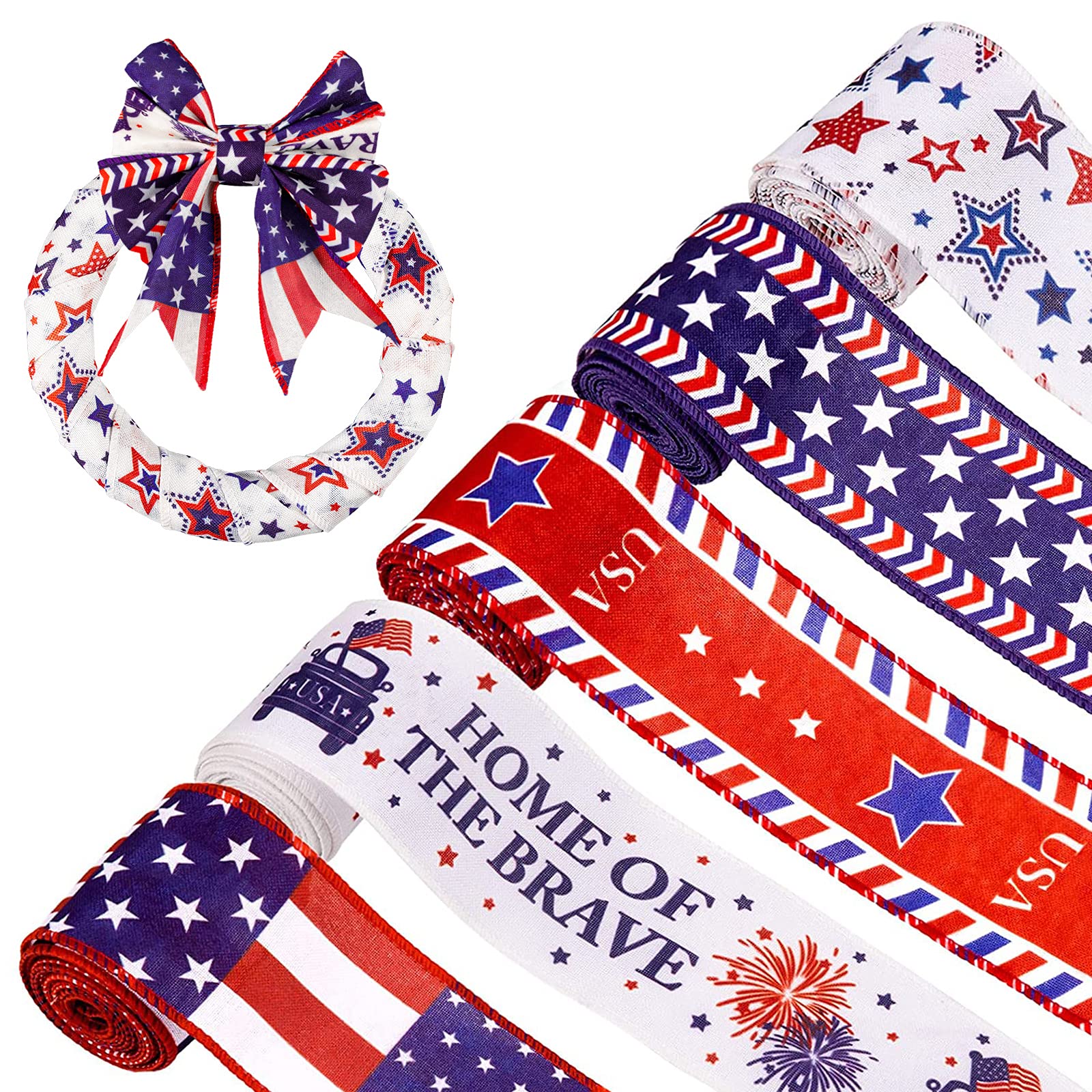 Amazon.com: Whaline 5 Rolls Patriotic Ribbon 4th of July