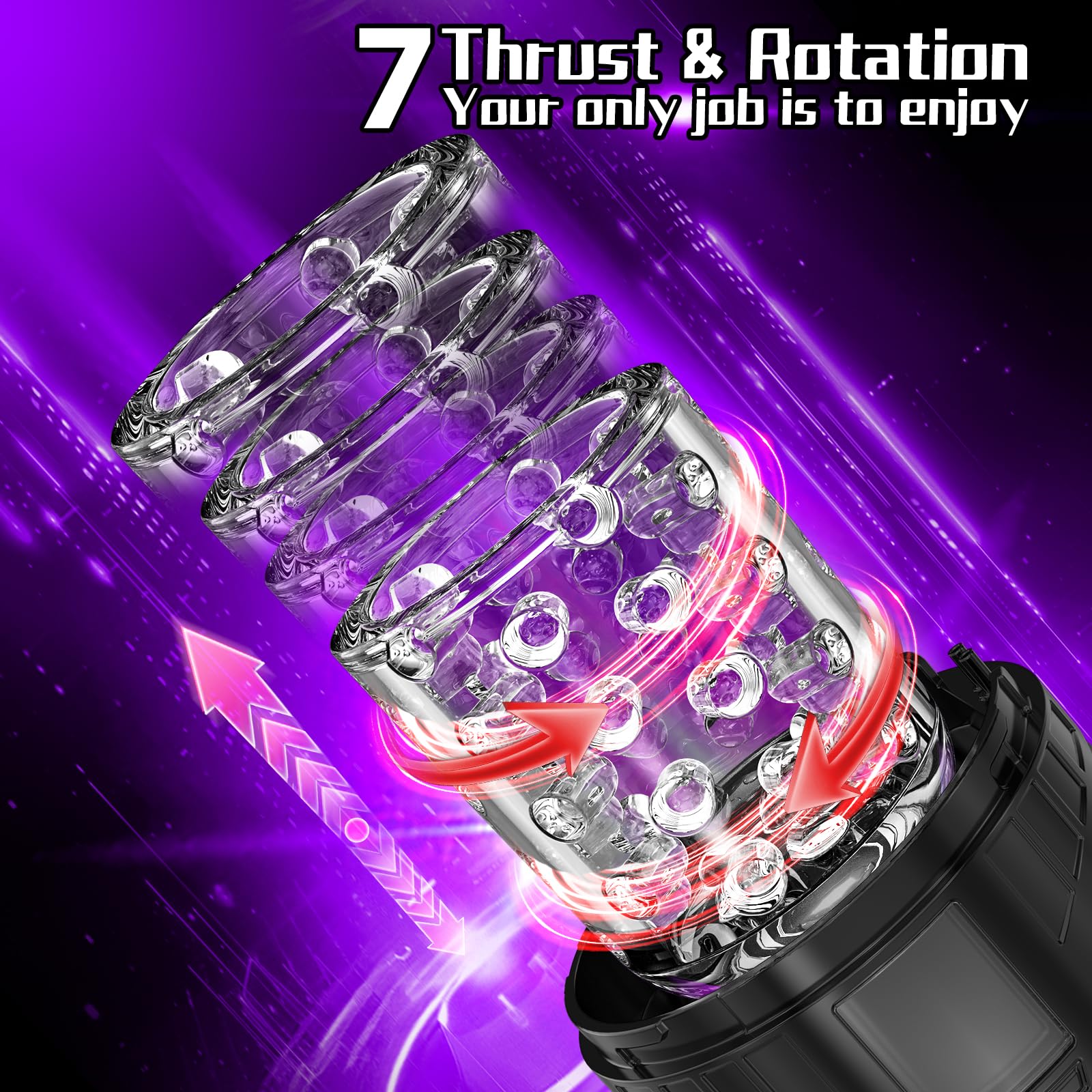 HIVEFUN Masturbâteur Homme Mains Libres, Sex Toys Masturbateurs Masculins Automatique avec Turbo en un Clic 7 Modes de Poussée et de Rotation, Sex Machine Vaginette Sex Toýs Jouets Sex pour Adultes