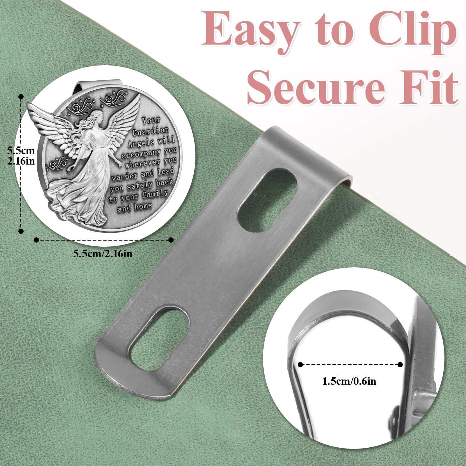 2PCS Guardian Angel Visor Clip for Car - A for New Drivers Christian Car Accessories Catholic Gifts for — view 4