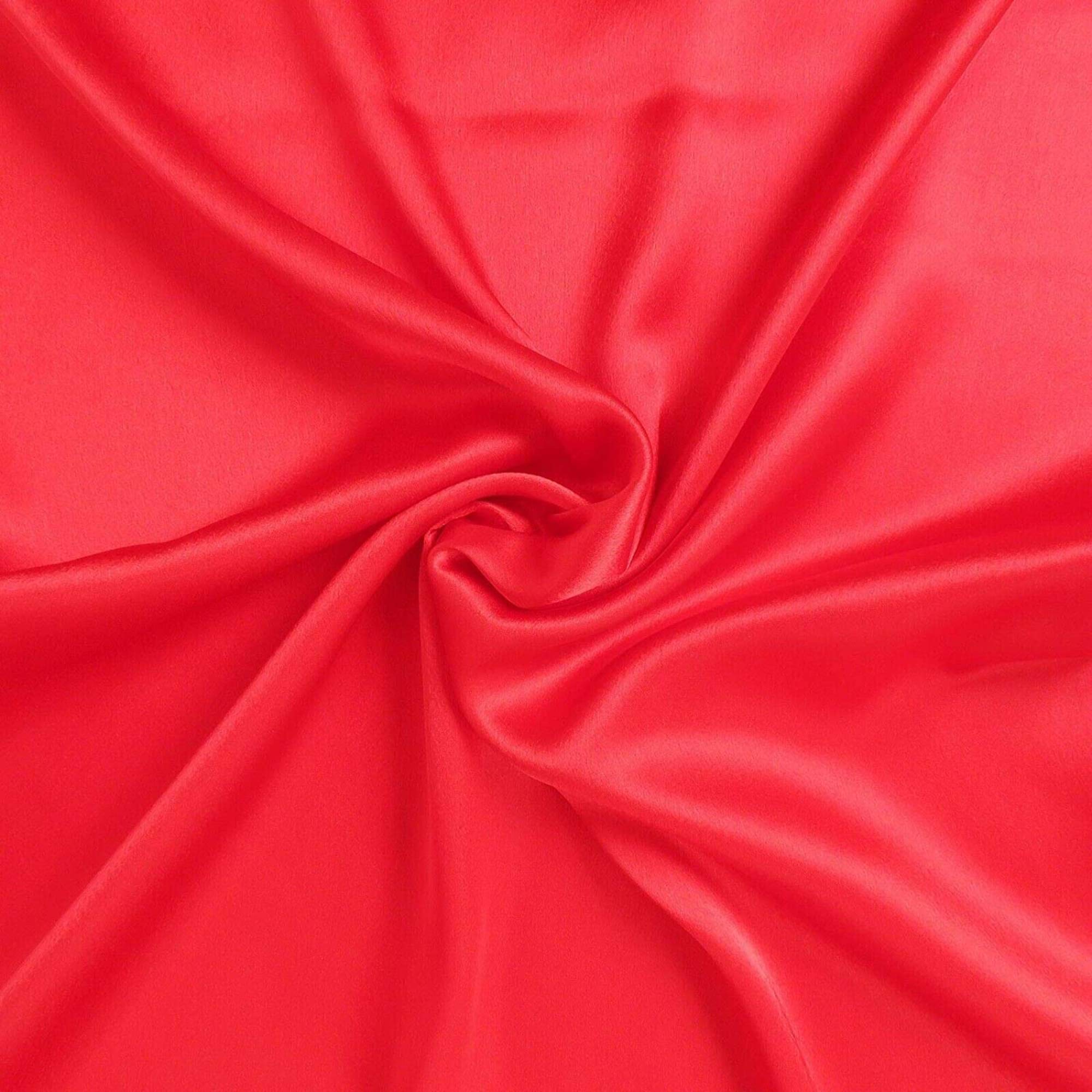 Plain 600 TC Single Color Silky Satin Fabric Pillow Covers/Cases/Protectors/scrunches/Dress/Gown/Handcraft Plain Material Silk and Shine Fabric Material (Width:- 44 Inch)(Red,2 Meter)