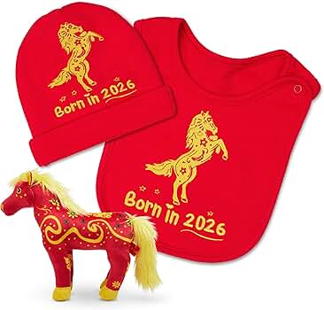 Amazon.com: FoxE Year of the Horse Gift Set Born in 2026 - Bib
