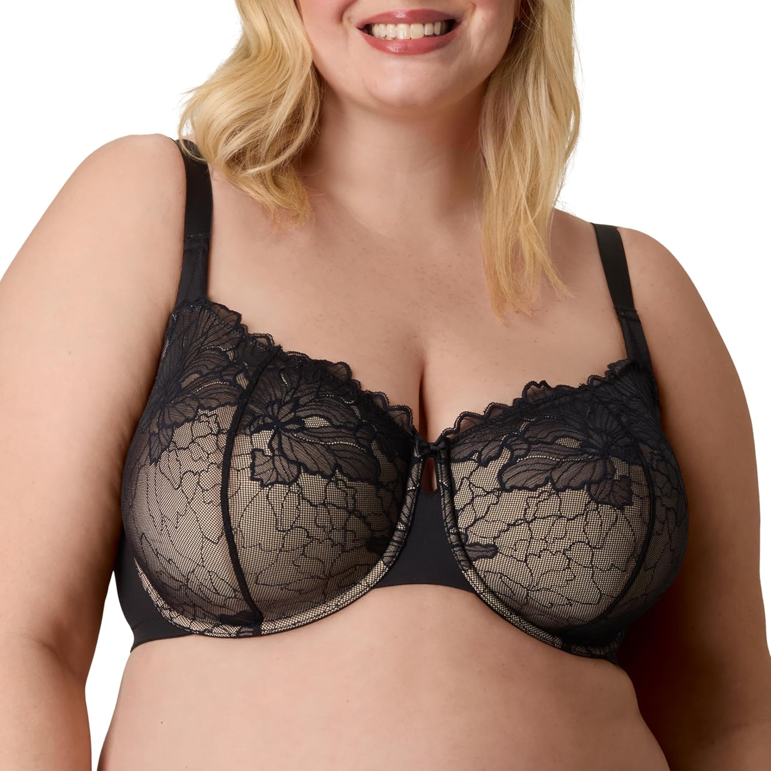 Playtex Women's Unlined Lace Bra with Underwire, Balconette Bras for Women, Support, Convertible (Plus