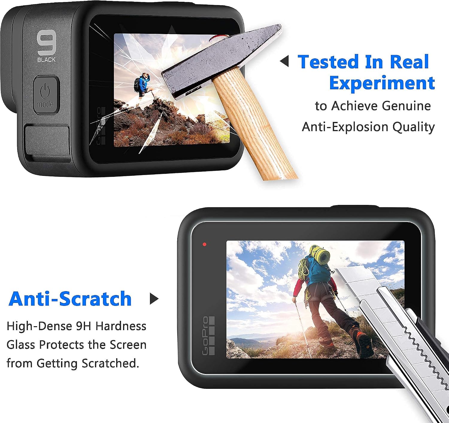 [8pcs] FINEST+ Screen Protector for GoPro Hero 11/Hero 10/ Hero 9 Black,Tempered Glass Screen Protector+Tempered Glass Lens Protector+Tempered Glass Small Display+Lens Cover Film for Go Pro Hero11/10/9 Black Action Camera