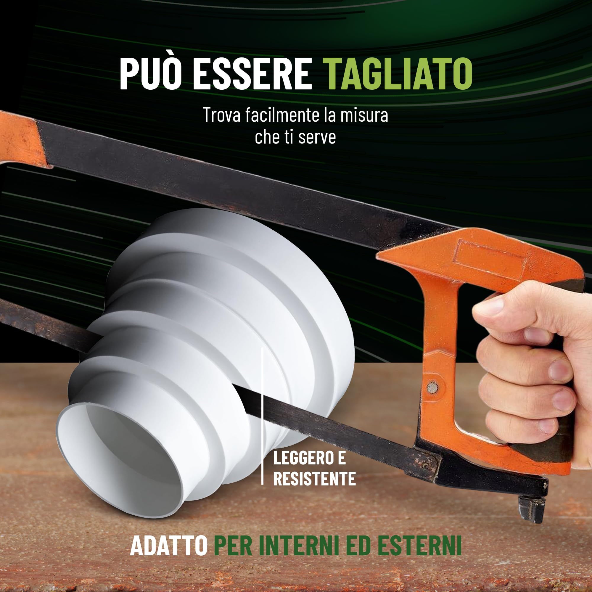 CONTROL GARDEN Riduttore Universale per Sistemi di Ventilazione - Raccordo Connettore per Condotti di Ventilazione Diametro Ø 80 100 120 125 150 mm - Riduttore Tubo Bianco