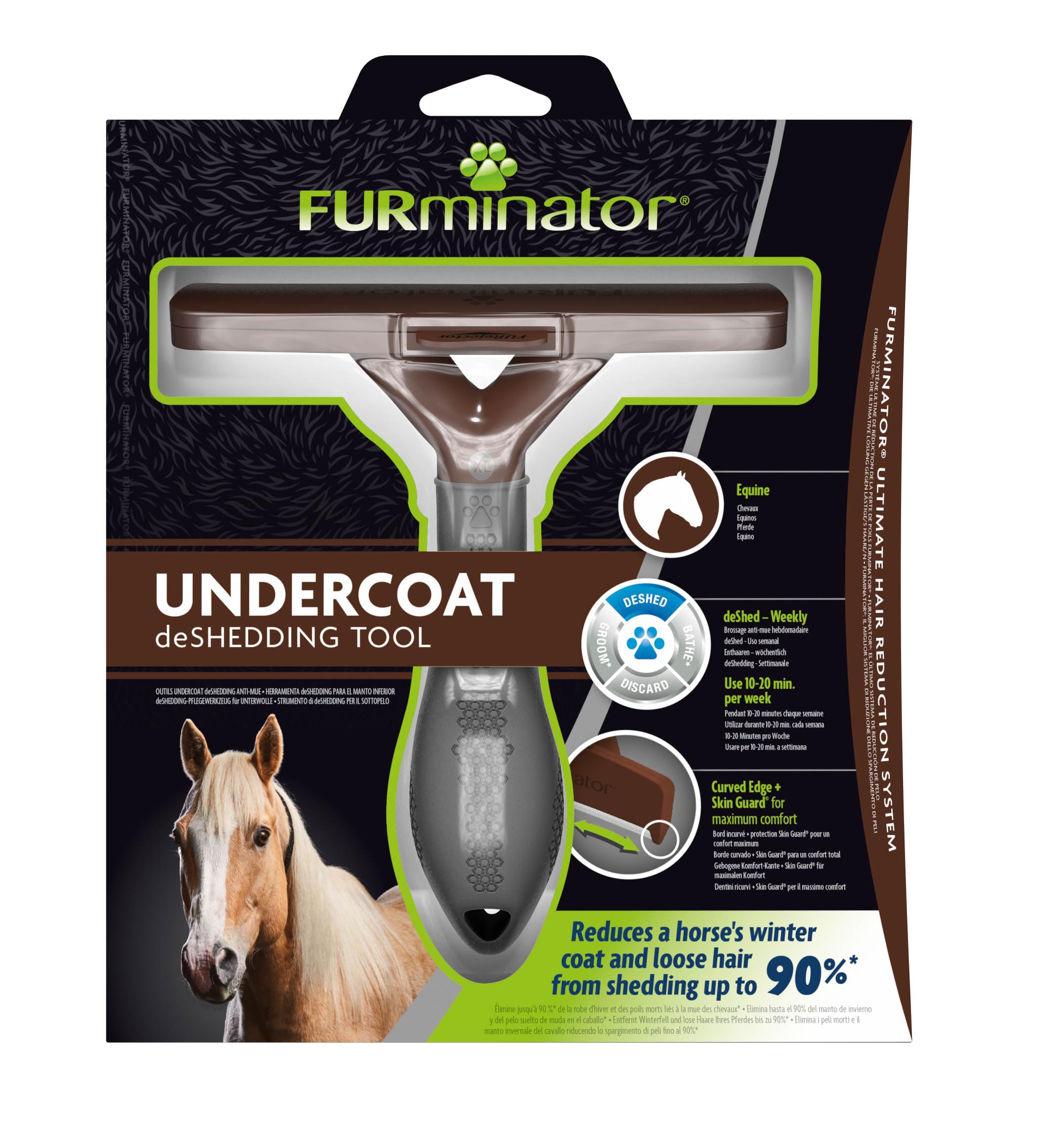 FURminator deShedding-Tool Pferd - Pferdebürste / Pferdestriegel zur gründlichen Entfernung der Unterwolle - Verbessertes Design Unisex