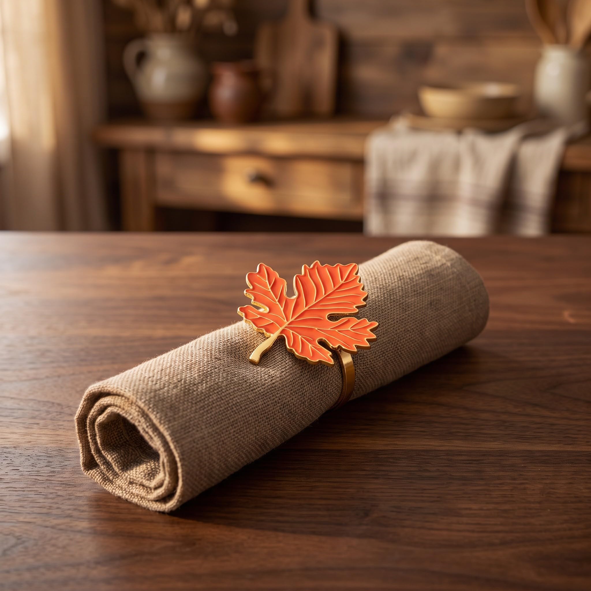 12 Ronds de Serviette en Forme de Feuille d'érable -