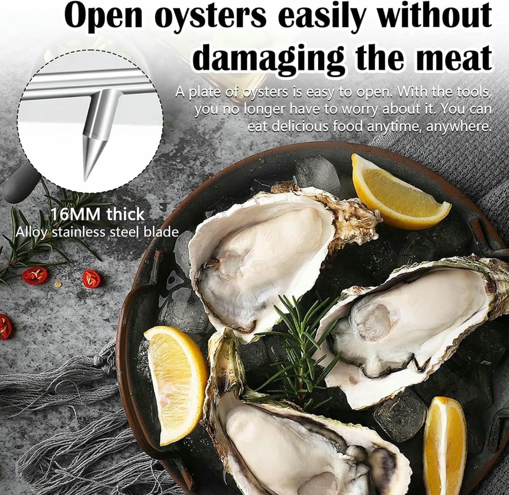 Herramienta manual de abridor de ostras, eficiente desmenuzador de mariscos para una fácil apertura de ostras, almejas y abulón, perfecto para uso doméstico y profesional