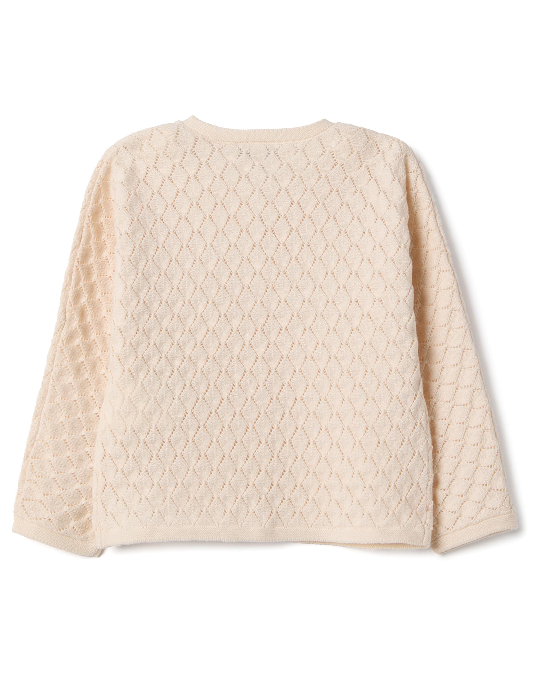 OVS Kids Cardigan in Puro Cotone Beige da Bimba Regular Fit con Design a Rombi