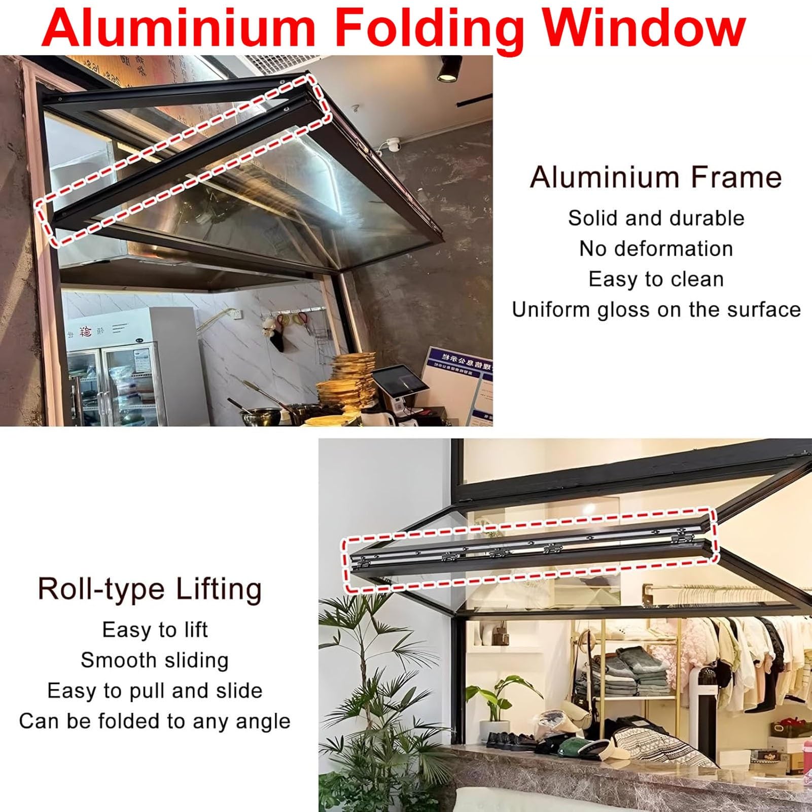 Okno serwisowe wózka spożywczego ze stopu aluminium °C przesuwne 95 x 90 cm szkło hartowane - idealne do kuchni komercyjnych wydajne rozwiązanie do obsługi żywności
