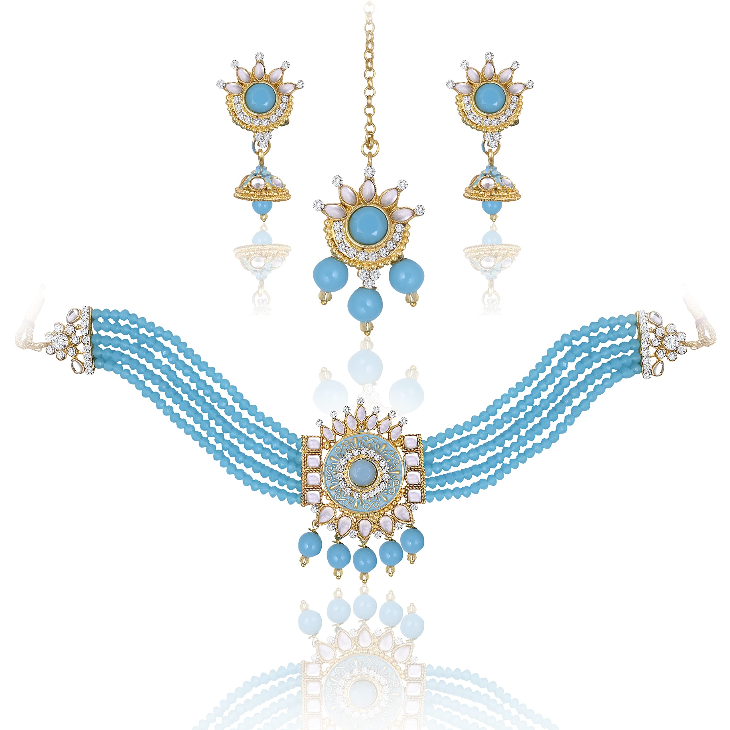 See full amazon price history chart for IIJ Ethnic Choker Necklace Gold Plated | Firozi Pearl and Kundan Crystal | Maang Tikka, Earrings | Jewellery Set for Women & Girl IIJ Ethnic Choker Necklace Gold Plated | Firozi Pearl and Kundan Crystal | Maang Tikka, Earrings | Jewellery Set for Women & Girl (B0B8CRG9DW) Amazon Price History, Amazon Price Tracker