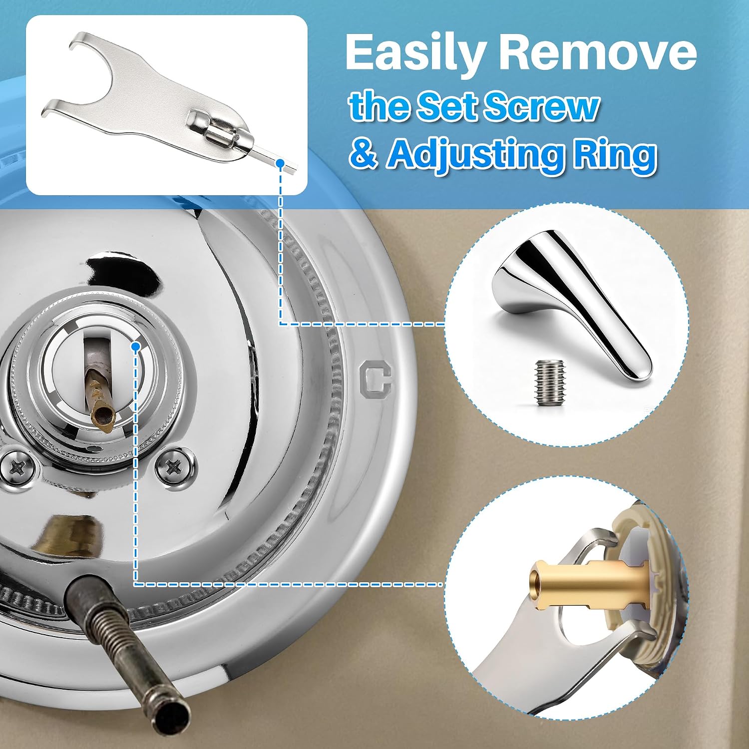 Valve Trim Repair Kit Compatible with Delta RP6046, Lever 2, Chrome | Single Handle Renovation Trim Kit Compatible with Delta 600 Series Shower Valve