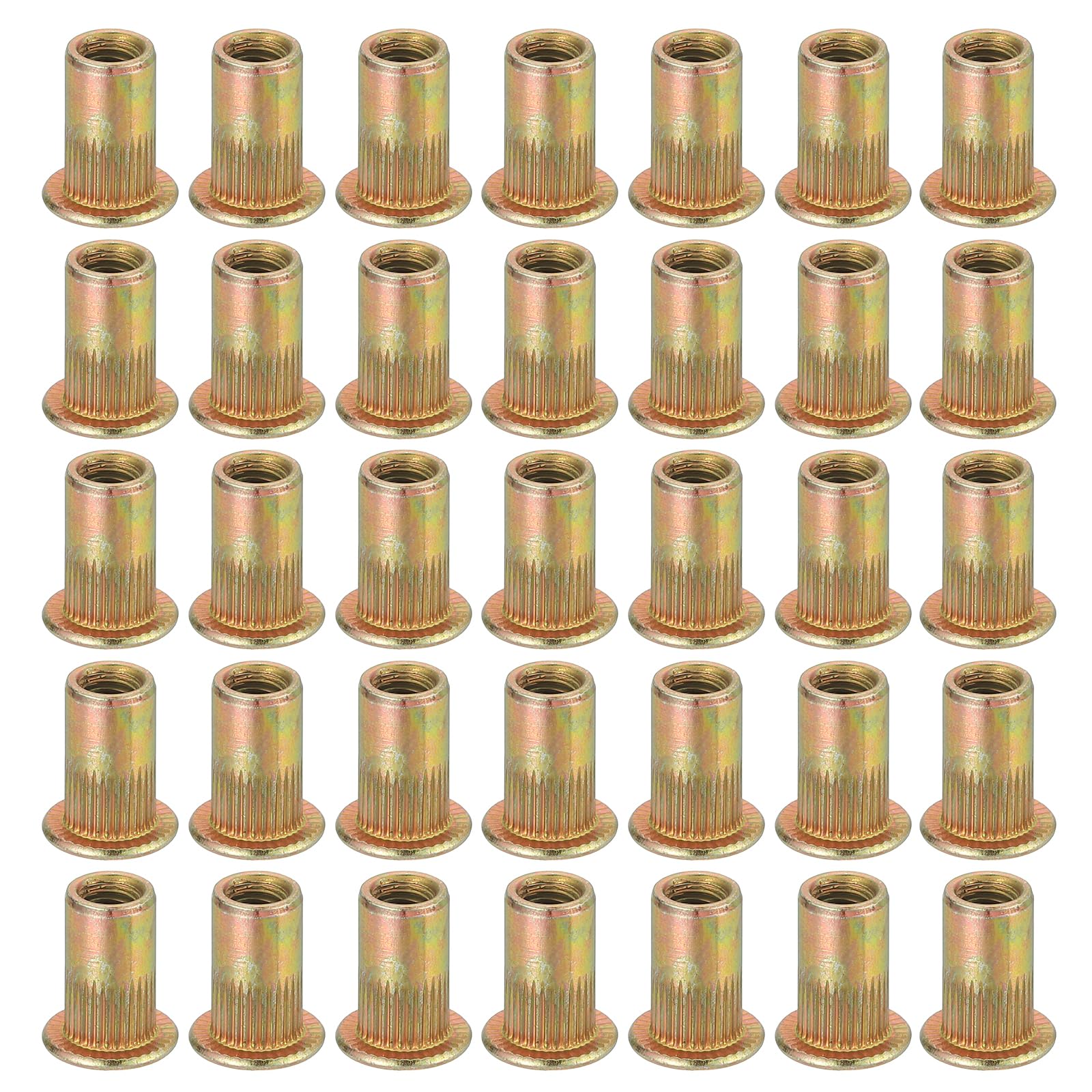 sourcing map 60Pcs M4 x 11mm Rivet Nut Carbon Steel Rivet Nut Tool Hardware Nuts Color Zinc-Plate Threaded Insert Nut Suitable for Furniture, Industrial