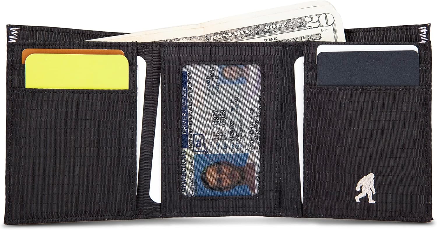 Eddie Bauer Men's Fabric Trifold Wallet | Money Clip | RFID Protection | ID Window | Genuine Leather | EDC - Image 4