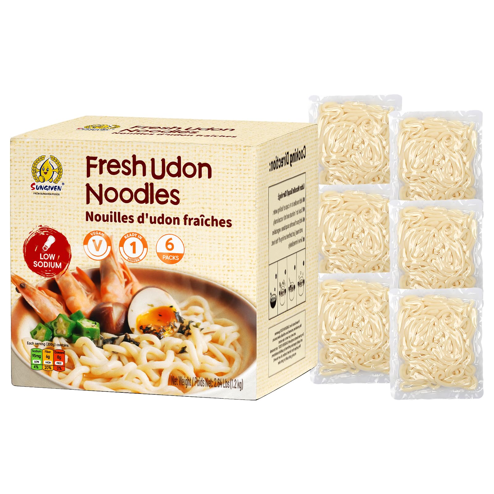 Amazon.com : SUNGIVEN Fresh Udon Noodles Thick Vegan Low Sodium