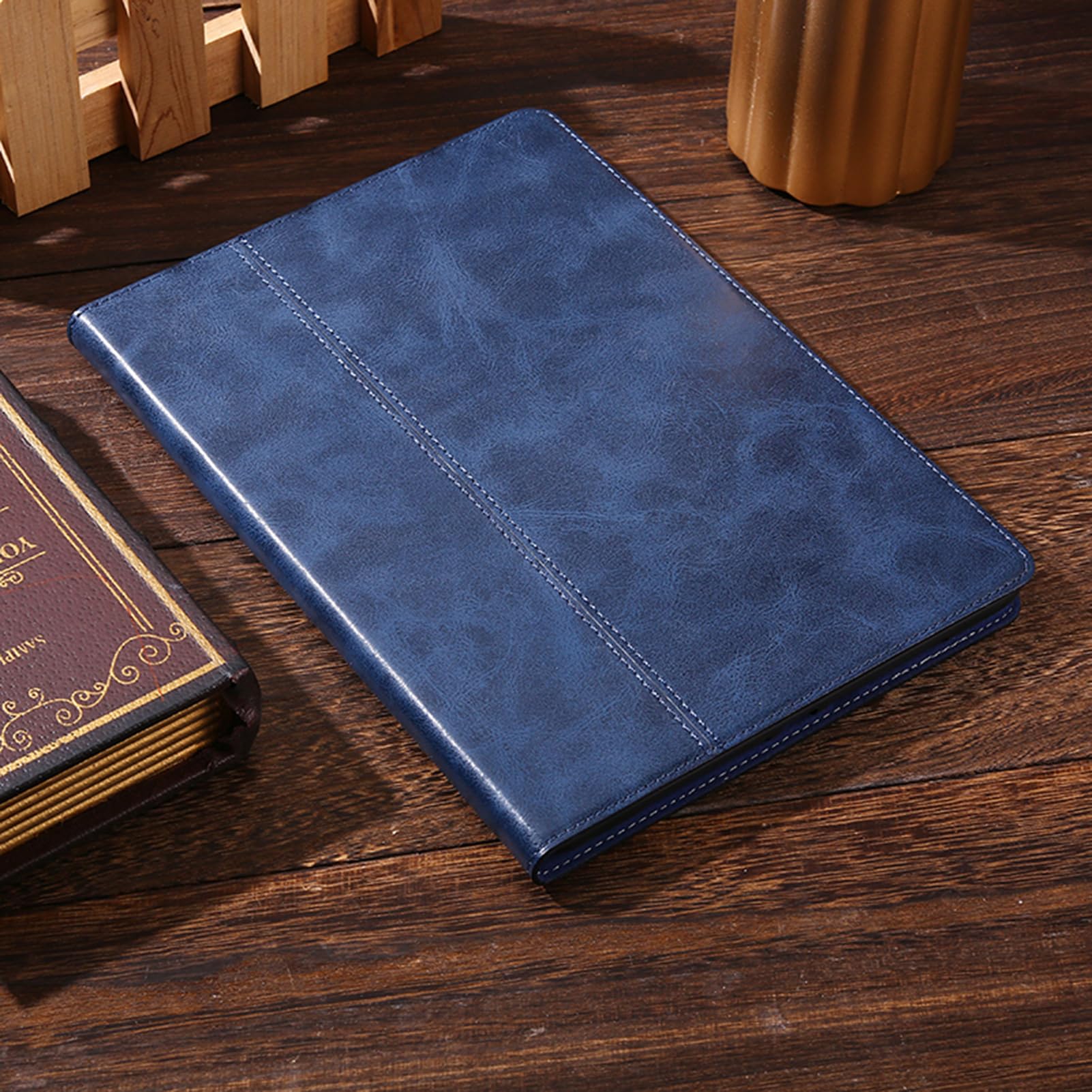 Gexmil Etui dla iPad Mini 8,3 Cala,6. Generacji(2021) Cover,Real Leather z Pencil Uchwyt,Automatyczne Usypianie/Czuwanie,Regulowany Stojak,Antypoślizgowy,Oil Wax Leather Niebieski